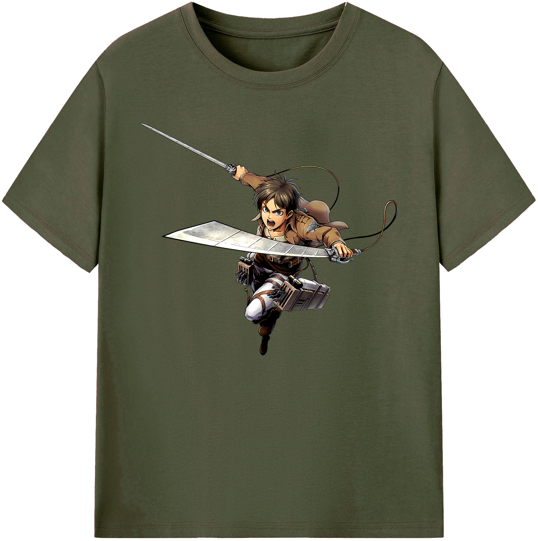 （画像用） 進撃の巨人 エレン･イェーガー Attack on Titan Eren Jäger 綿100％ メンズ半袖Tシャツ｜肌触りやわらか＆通気性